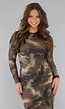 Mesh Taupe Jurk met Marmer Print