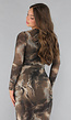 Mesh Taupe Jurk met Marmer Print