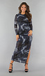 Maxi Jurk met Marble Print in Grijs