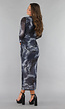 Maxi Jurk met Marble Print in Grijs