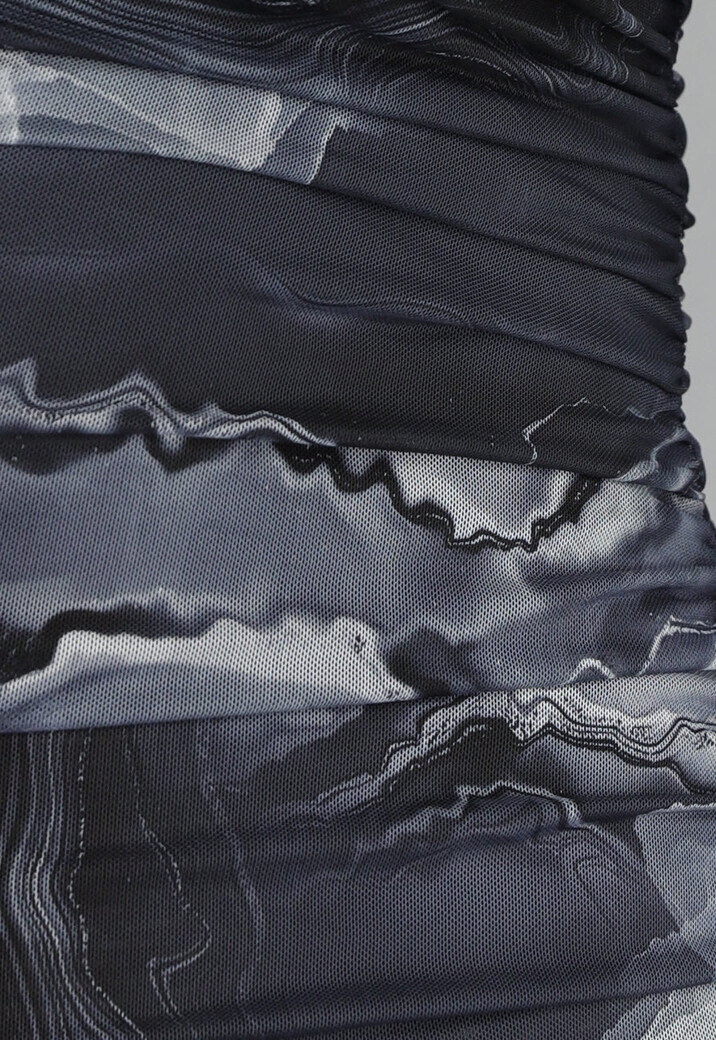 Maxi Jurk met Marble Print in Grijs