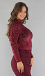 See Through Burgundy Top met Velvet Print