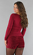 Burgundy Longsleeve Top met Vierkante Hals