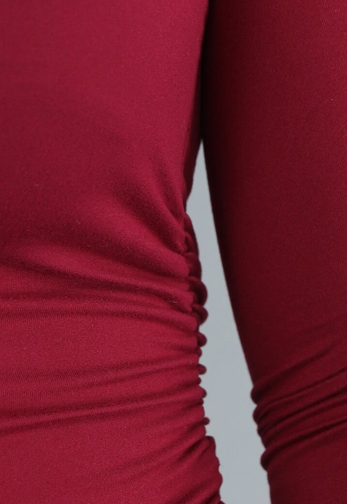 Burgundy Longsleeve Top met Vierkante Hals