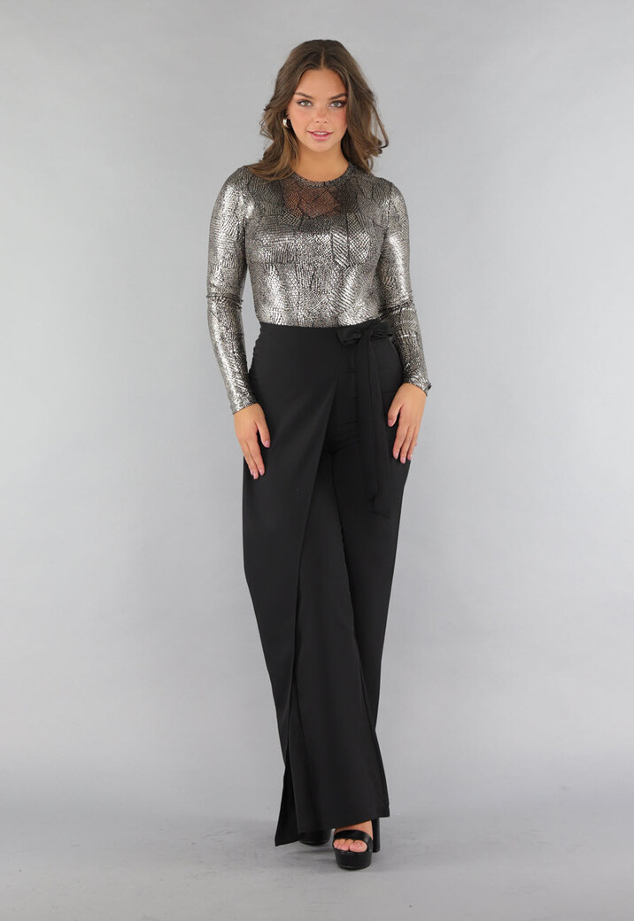 Bodysuit met Hoge Hals en Gouden Print