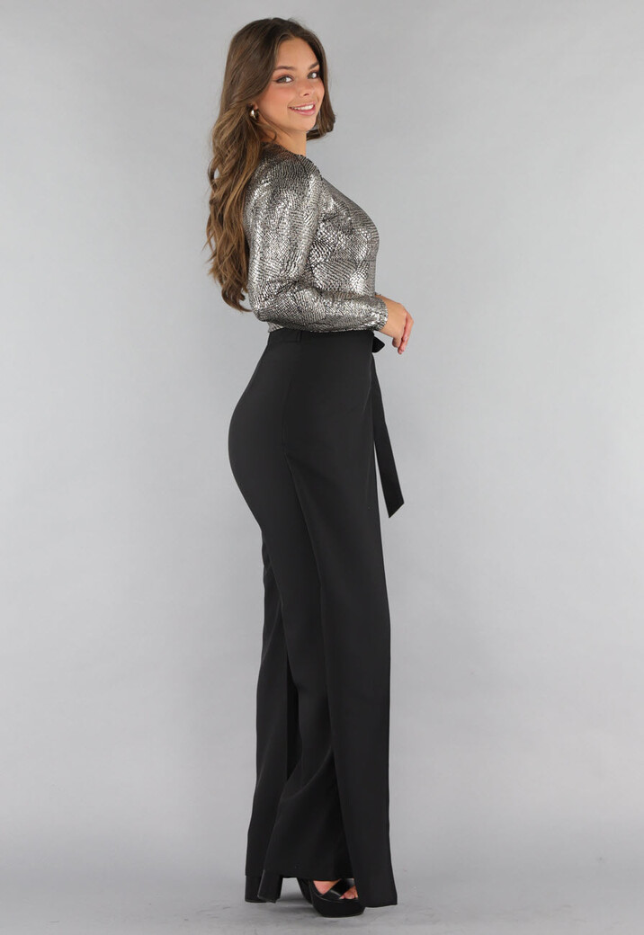 Bodysuit met Hoge Hals en Gouden Print