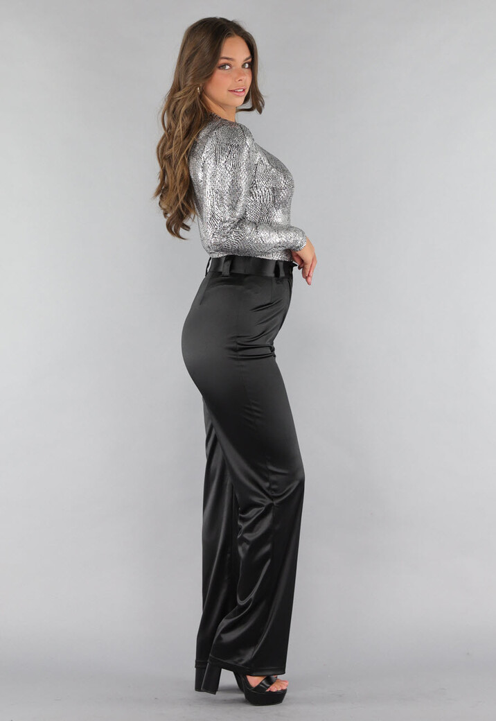 Zilveren Bodysuit met Slangen Print