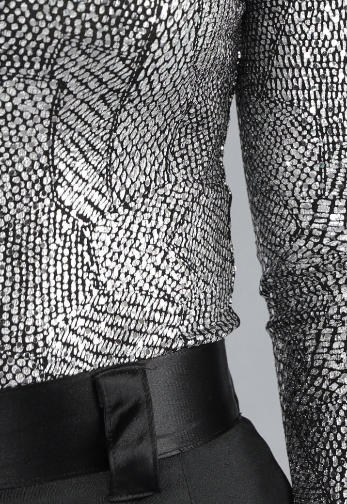 Zilveren Bodysuit met Slangen Print