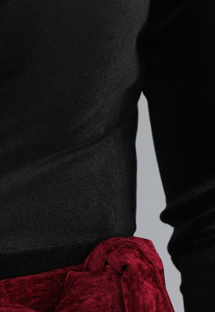 Velours Bodysuit in Zwarte met Wikkel Look