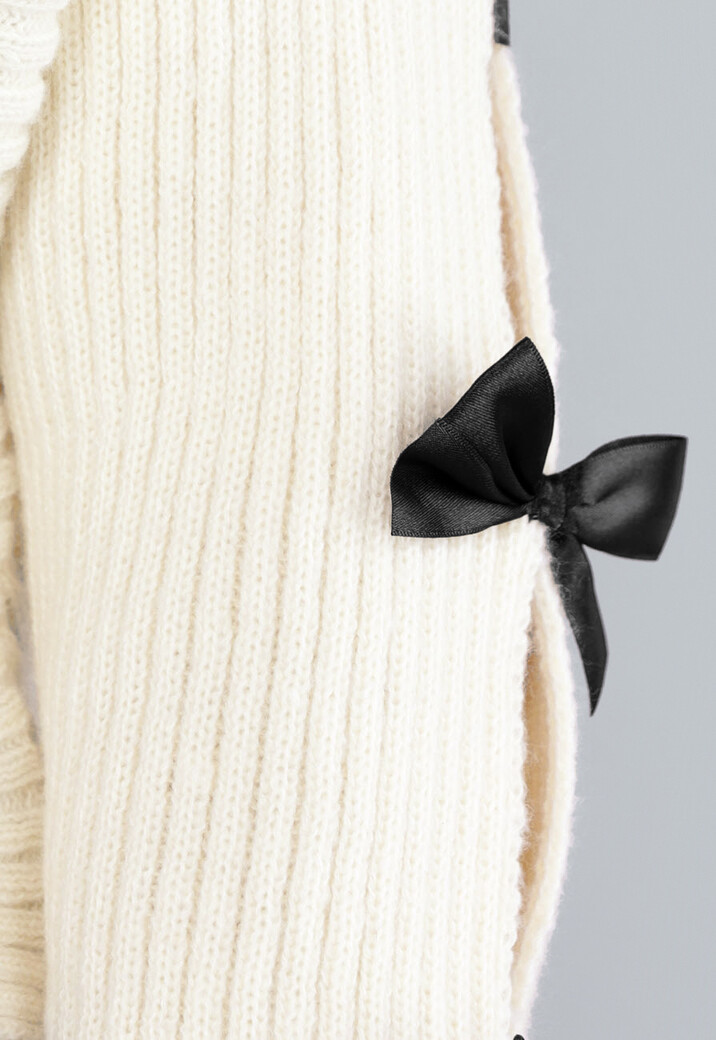 Beige Vest met Zwarte Strikjes