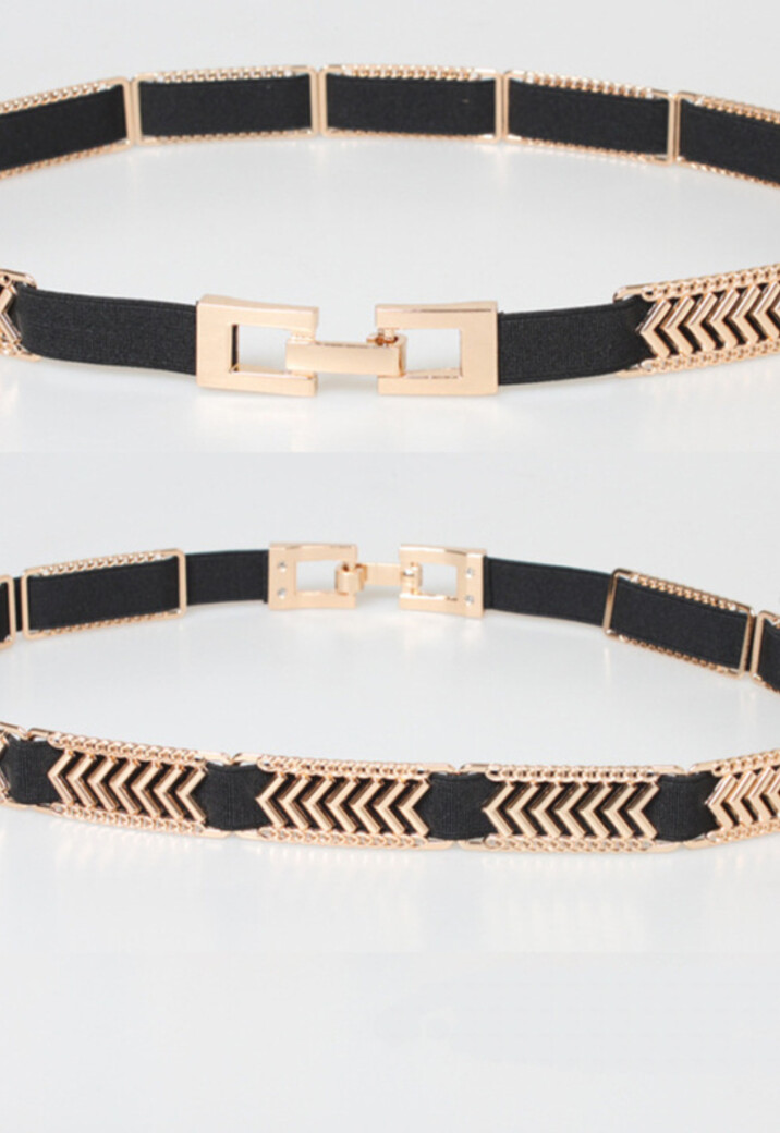 Stretch Riem met Gouden Zigzag Details