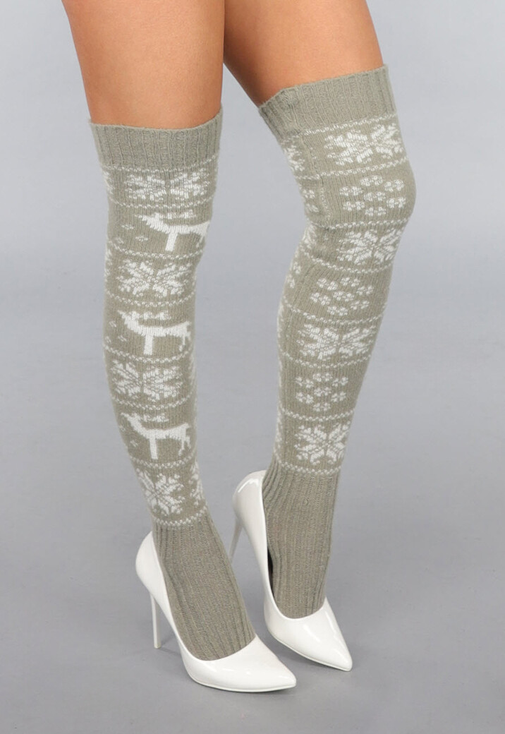 Khaki Hoge Warme Kerst Sokken