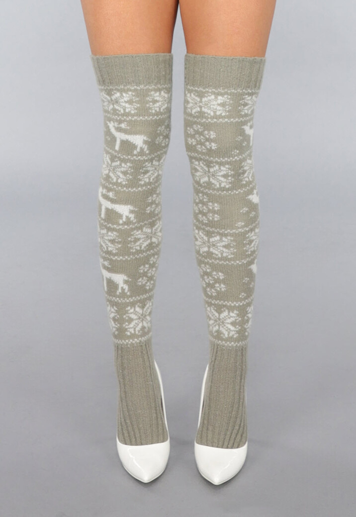 Khaki Hoge Warme Kerst Sokken