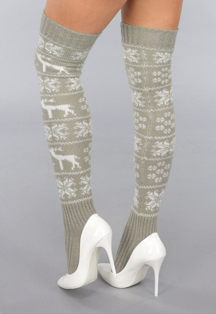 Khaki Hoge Warme Kerst Sokken