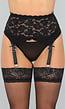 Zwarte Kanten Jarretelgordel met String