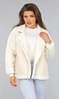 Ecru Suèdelook Biker Jas met Teddy Mouwen