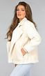 Ecru Suèdelook Biker Jas met Teddy Mouwen