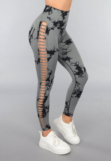 Yoga Legging met Cut Outs en Gevlekte Print