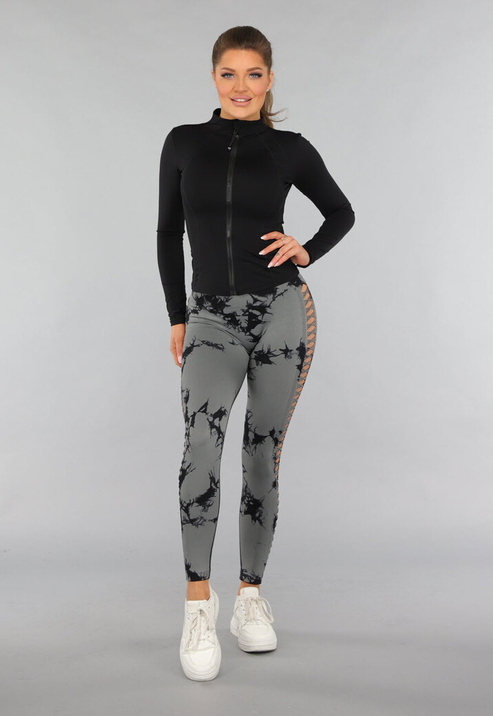 Yoga Legging met Cut Outs en Gevlekte Print
