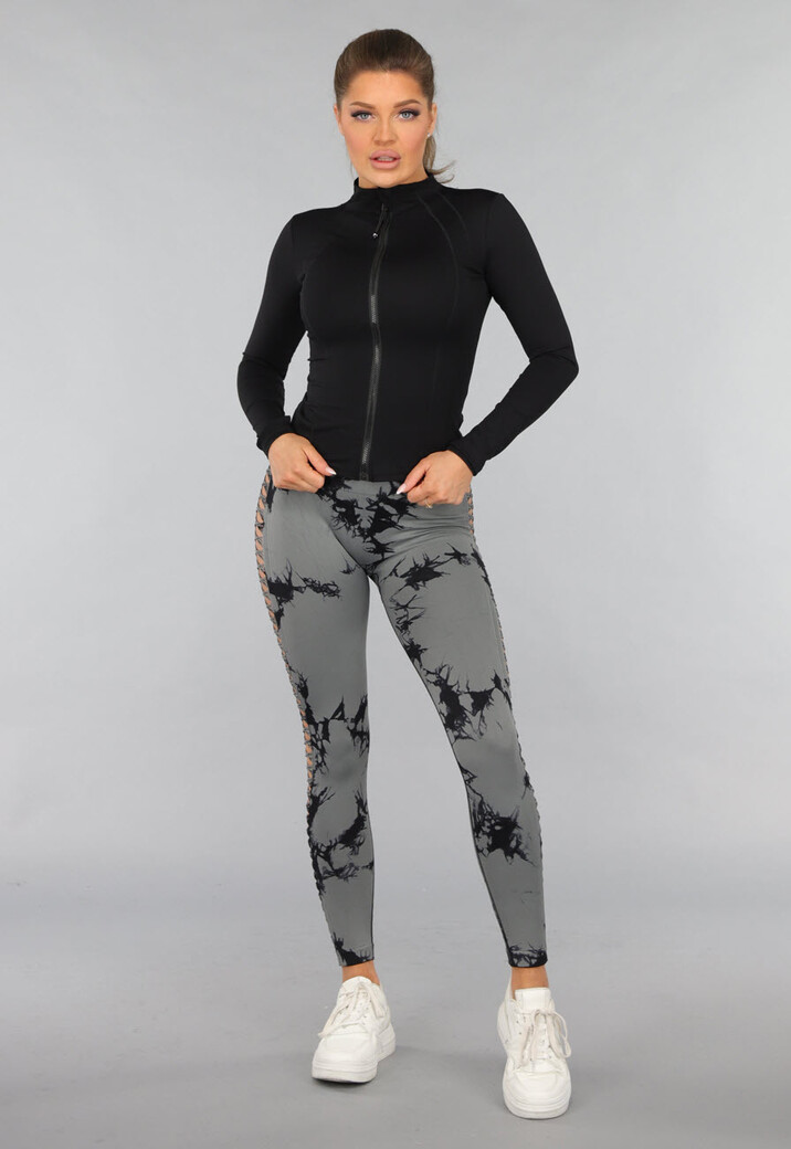 Yoga Legging met Cut Outs en Gevlekte Print