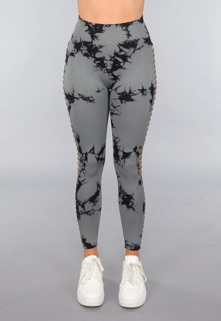 Yoga Legging met Cut Outs en Gevlekte Print