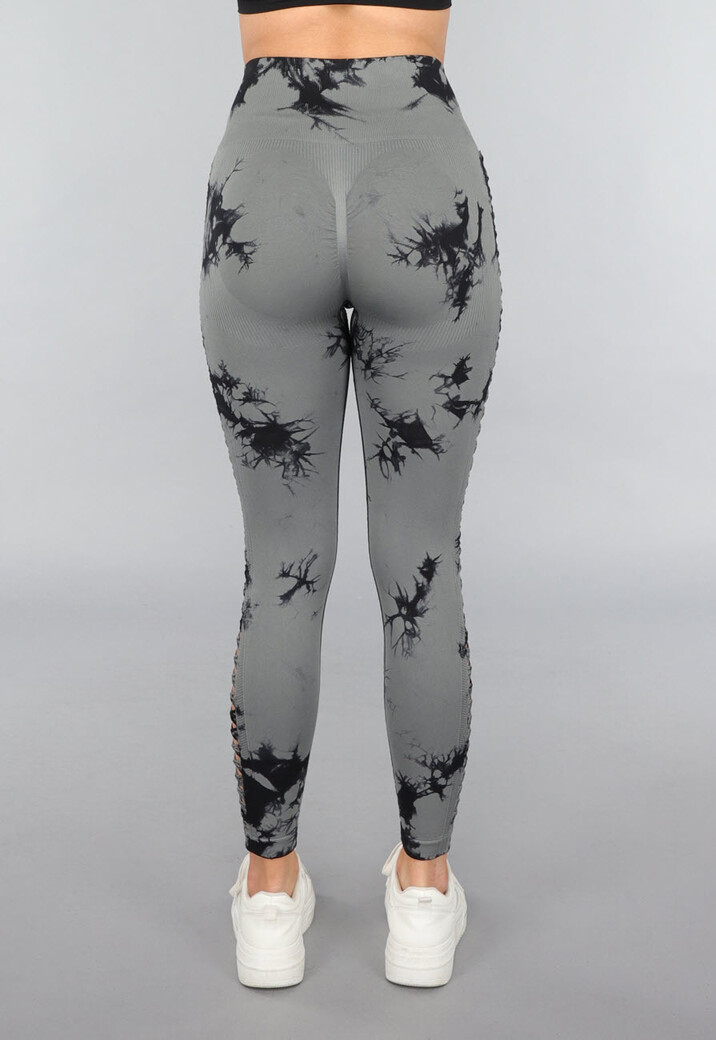 Yoga Legging met Cut Outs en Gevlekte Print