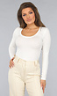 Witte Stretch Top met Brede Hals