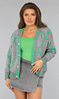 Grijze Cardigan met Groene Details