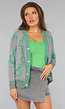 Grijze Cardigan met Groene Details