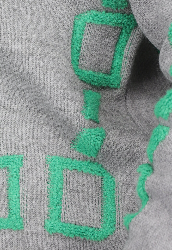 Grijze Cardigan met Groene Details