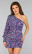 One Shoulder Multicolor Sequin Jurkje