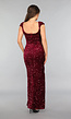 Burgundy Pailletten Galajurk met V Hals