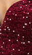 Burgundy Pailletten Galajurk met V Hals