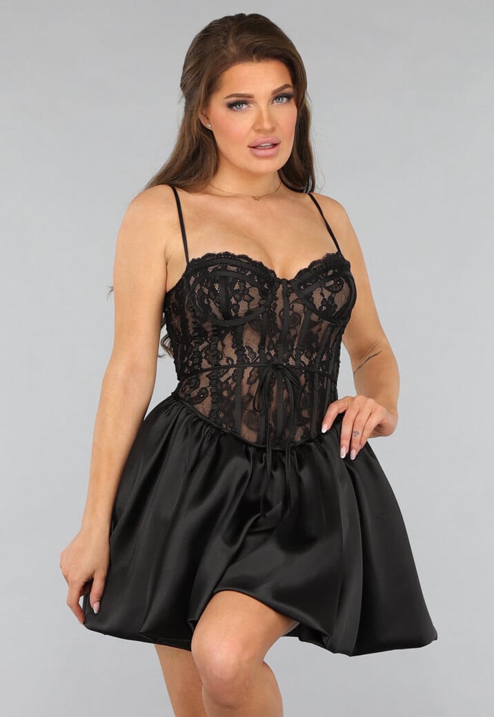 Ballon Jurk met Kanten Lijfje