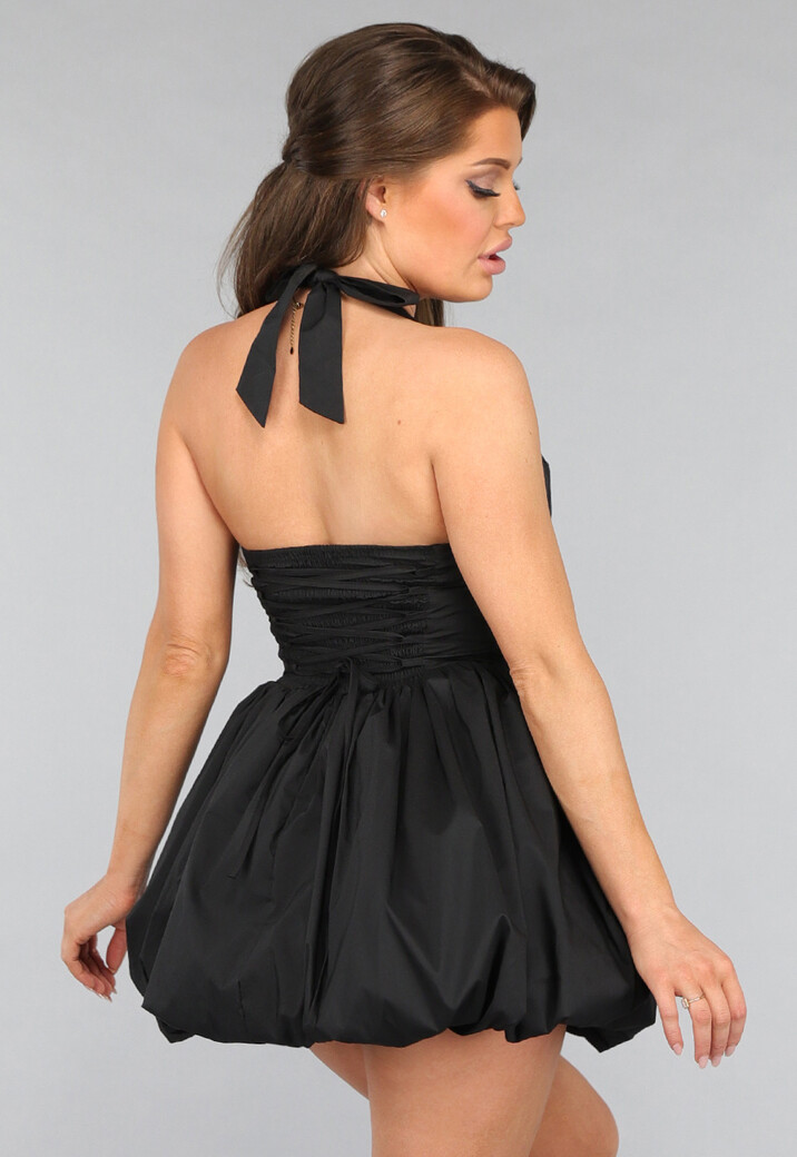 Zwarte Effen Ballon Jurk