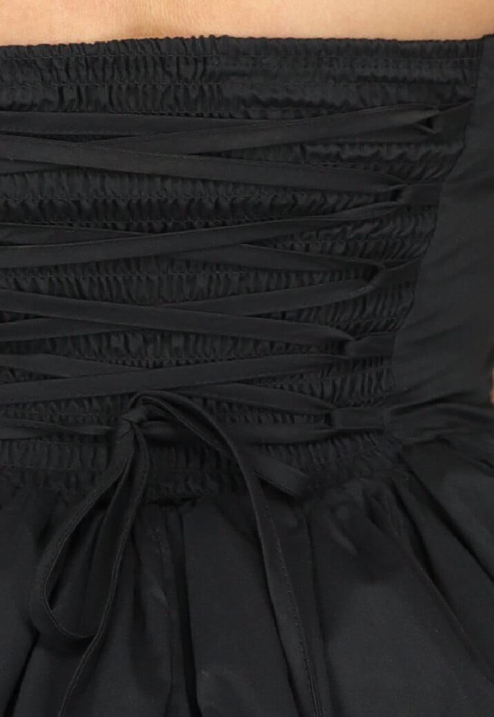 Zwarte Effen Ballon Jurk