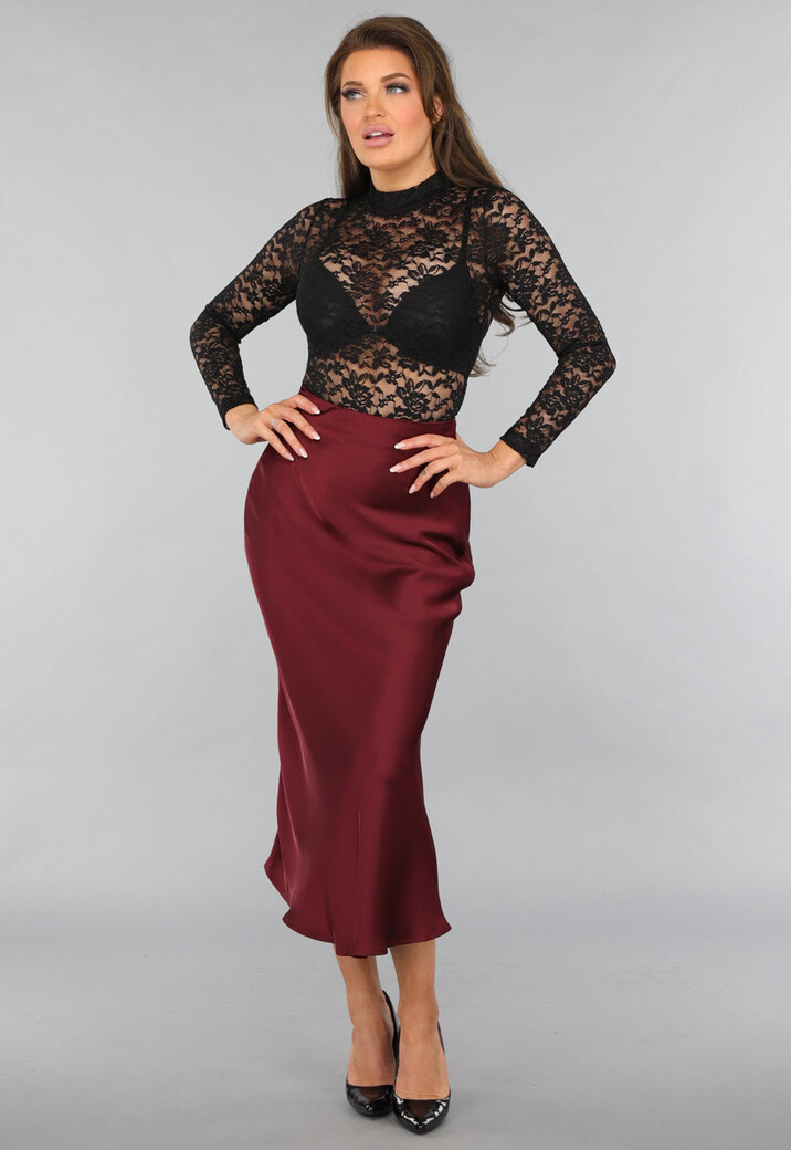 Zwarte Longsleeve Kanten Bodysuit