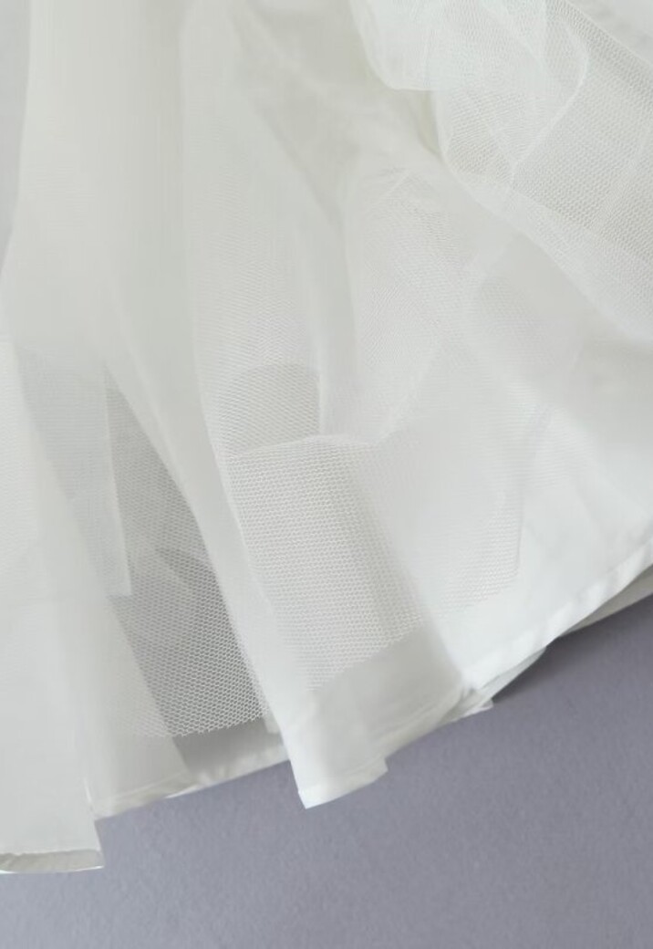 Wit Skaterjurkje met Ruffle Mouwtjes