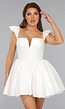 Wit Skaterjurkje met Ruffle Mouwtjes