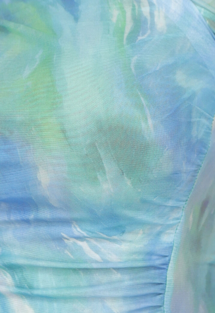 Blauwe Print Overslag Top met Lange Mouwen