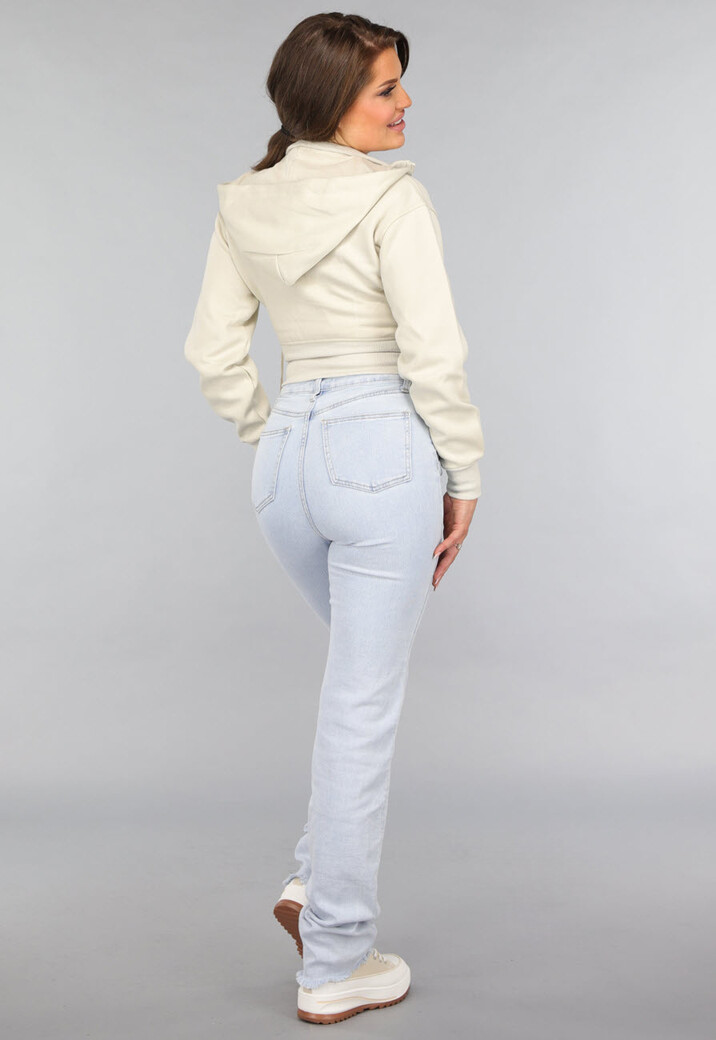 Kort Aansluitend Beige Vest met Rits