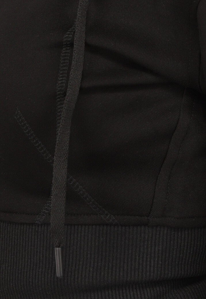 Zwart Vest in Kort Model met Afneembare Capuchon