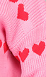 Lichtroze Gebreide Trui met Rode Hartjes