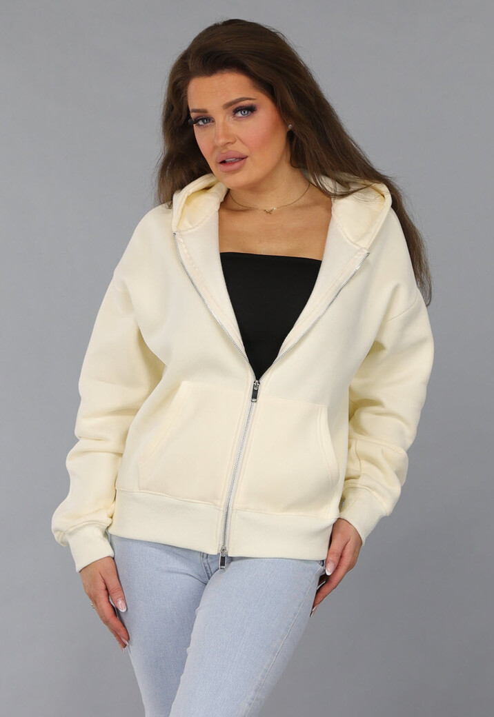 Oversized Ecru Vest met Steekzakken