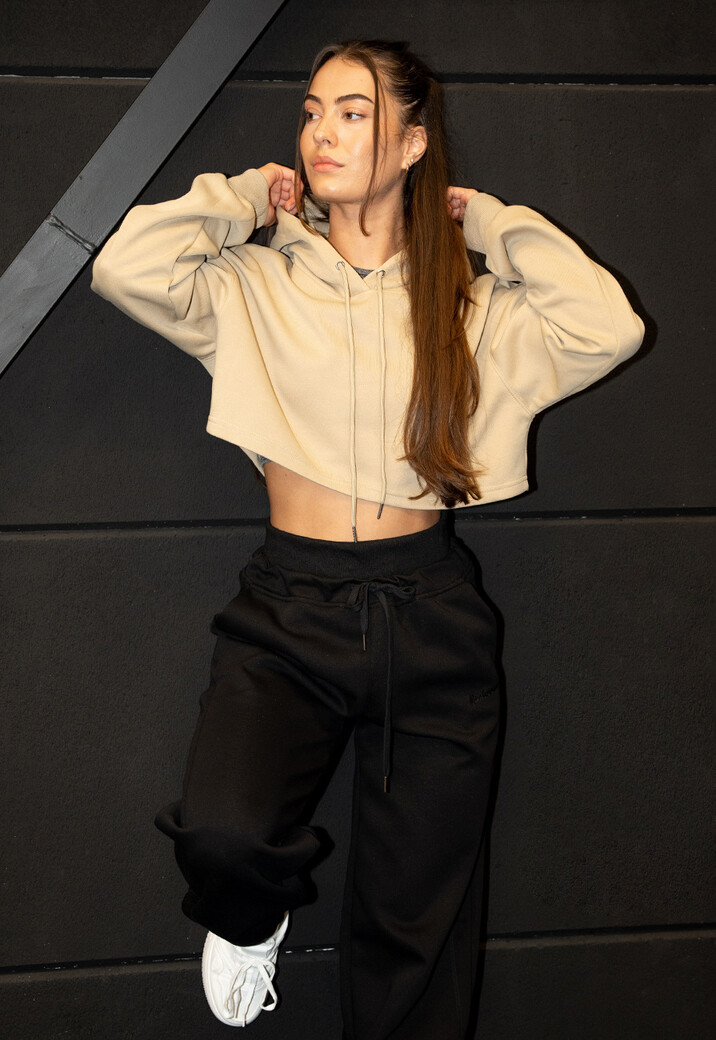 Khaki Cropped Sweater met Capuchon