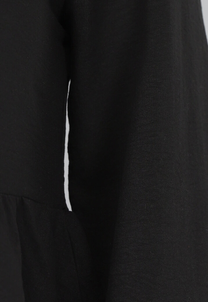 Zwarte Linnenlook Two Piece met Strikjes