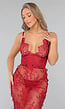 Rode Kanten Slipdress met Haaksluiting