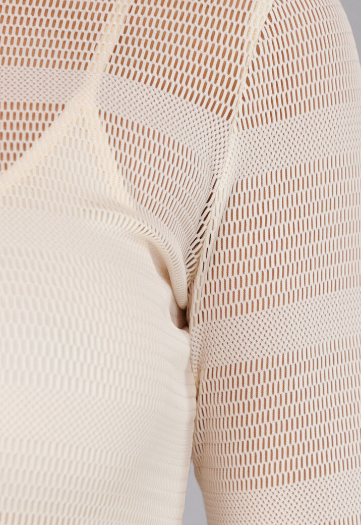 Beige Jurk met Structuur en Onderjurk