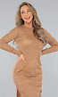 Taupe Jurk met Knit Look en Onderjurk