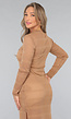 Taupe Jurk met Knit Look en Onderjurk